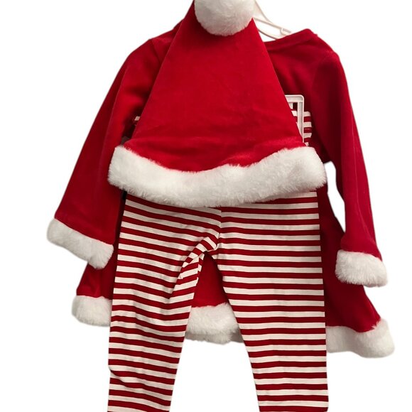 HOLIDAY BABY SET: RUDOLPH DRESS, CANDY CANE STRIPED LEGGINGS, AND HAT NWOT - Picture 2 of 2